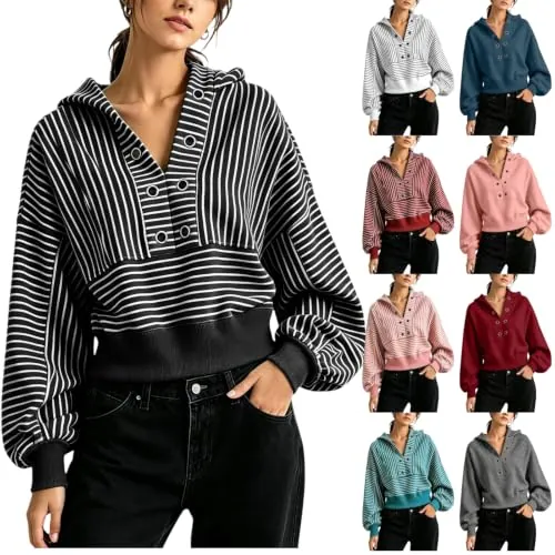 Patchwork V Neck Loose Fit Pullover