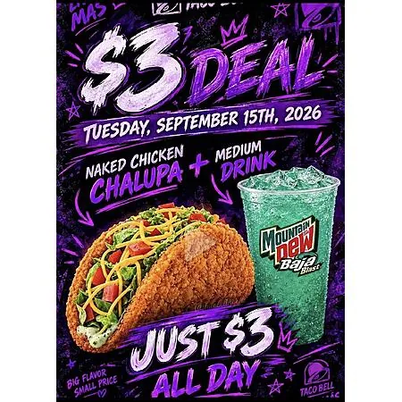 Taco Bell: Naked Chicken Chalupa + Medium Drink