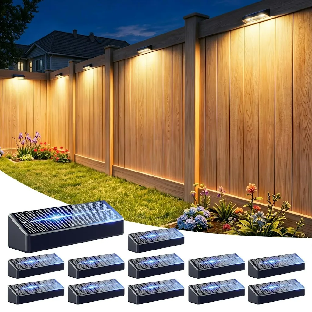 Solar Fence Lights 12-Pack Outdoor Deck Lights