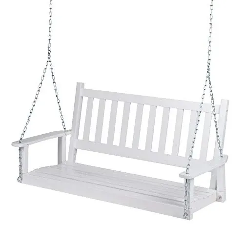 Shine Company 4216WT-142 Maine Wood Outdoor Patio Porch Swing with Chains