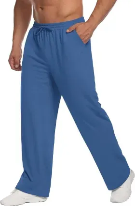 Deyeek Men's Lightweight Open Bottom Straight Leg Sweatpants
