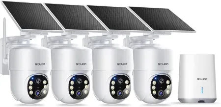 4-Count SOLIOM 5MP Solar Powered Wireless 5G Outdoor Security Cameras