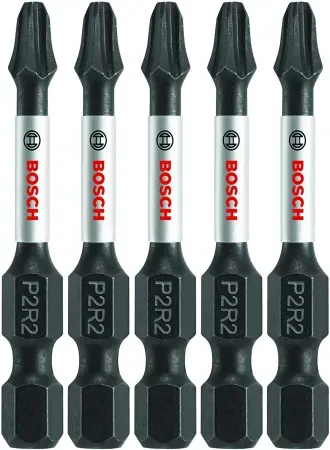 5-Piece Bosch Impact Tough 2" Phillips/Square #2 Bits