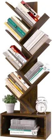 Yoobure Tree Bookshelf 6 Shelf Retro Floor Standing Bookcase