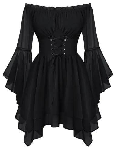 Scarlet Darkness Renaissance Off-Shoulder Dress
