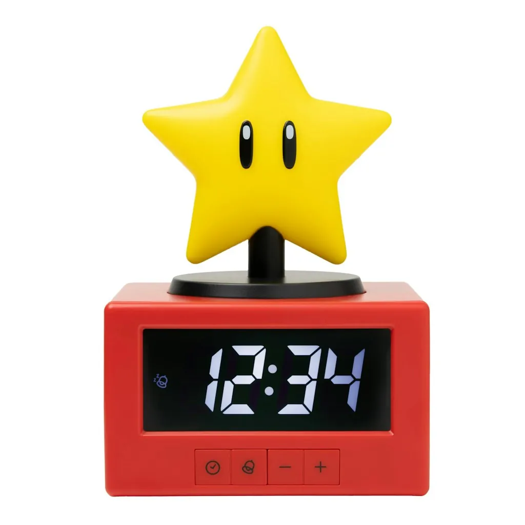 Paladone Super Mario Super Star Icon Alarm Clock w/ Night Light