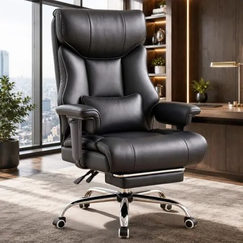 COMHOMA Big & Tall Ergonomic Office/Gaming Chair w/ Adjustable Armrests, Footrest & 150° Recline