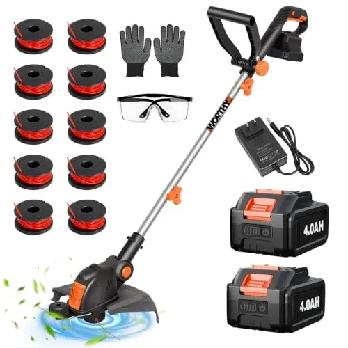 HortiHub Electric Weed Wacker Eater Cordless Battery Powered String Trimmer Whacker