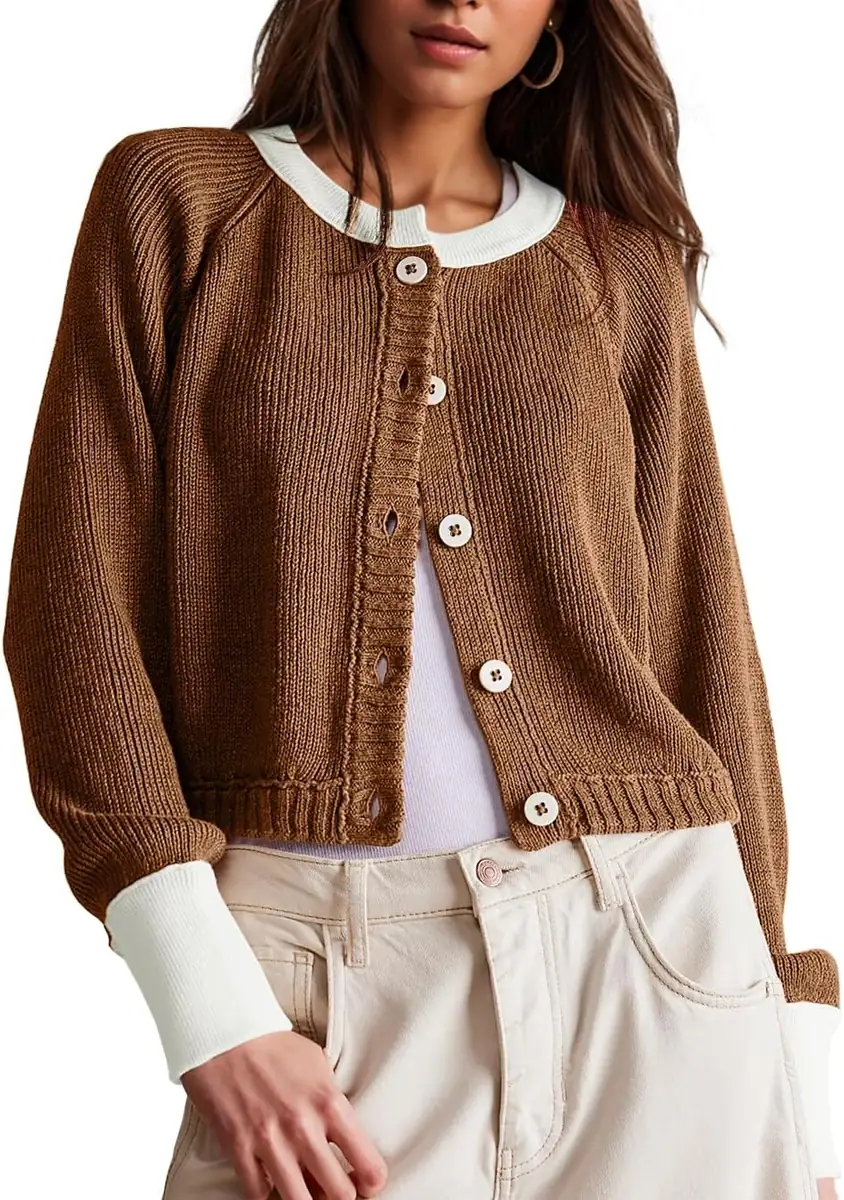 Unclecat Women’s Cropped Cardigan Sweater