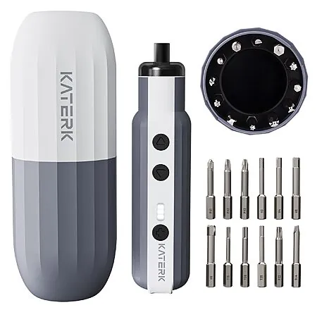 Prime Members: Katerk 1500mAh Cordless Electric Screwdriver w/ 12-Pc S2 Steel Bits