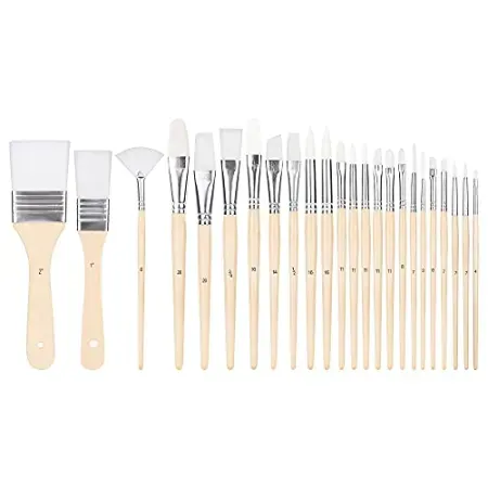 24-Count Amazon Basics Multi-shaped Polyester Paint Brushes
