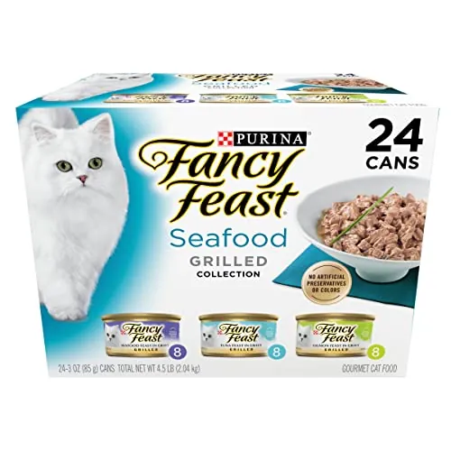 Purina Fancy Feast Grilled Seafood Wet Cat Food, 3 oz Cans, 24-Pack