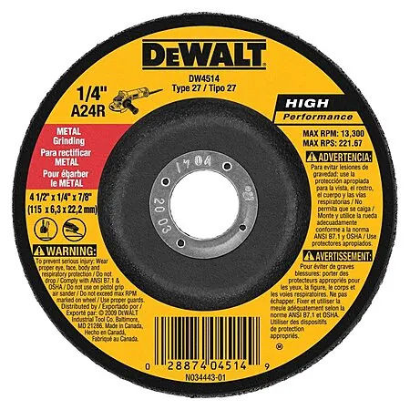 DeWALT 1/4" Thick Grinding Wheel (4.5" Diameter, 7/8" Arbor)