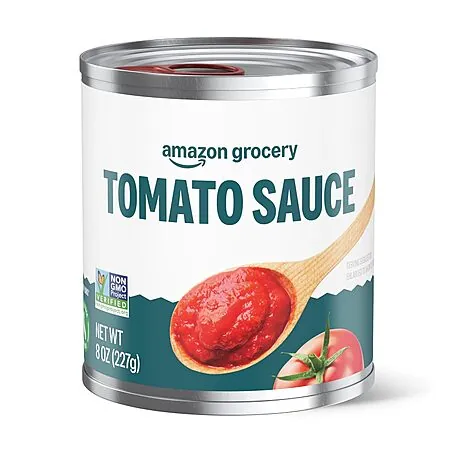 8oz. Amazon Grocery Tomato Sauce Can (Regular or No Salt Added)