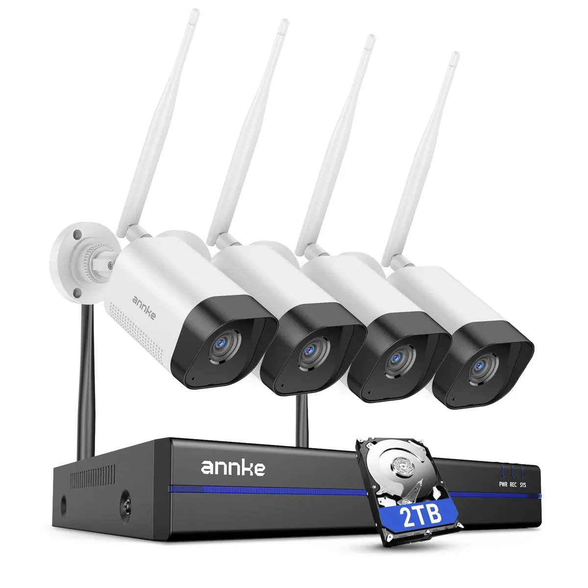 ANNKE WS800 4K 8MP UHD Wireless 16-CH NVR Security System w/ 4x Dual-Band WiFi Cameras + 2 TB HDD