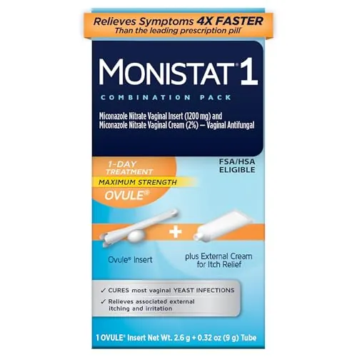 MONISTAT 1-Dose Yeast Infection Treatment, 1 Ovule Insert & External Itch Cream