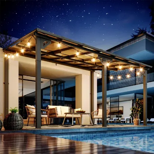 JolyDale Outdoor Metal Pergola Canopy w/ Sloped Roof 14' x 10'