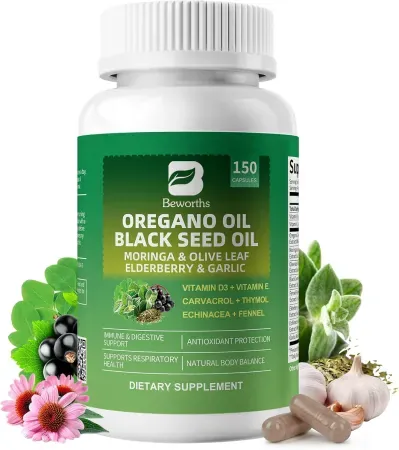 150 Capsules B BEWORTHS Oil of Oregano w/ Black Seed Oil & High Carvacrol