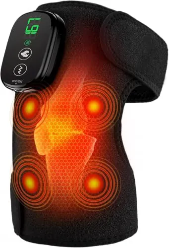 MoAcey Cordless Heated Knee Massager Wrap w/ Vibration & 5000mAh Battery