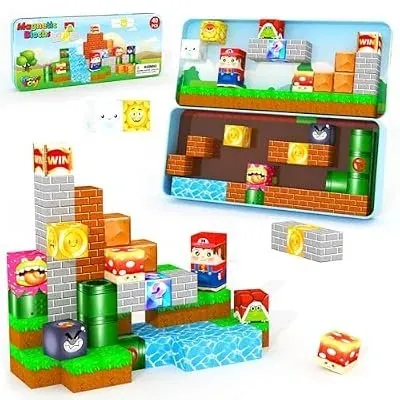 36PCS Mini Magnetic Tiles Dinosaur Kids Toys with Case