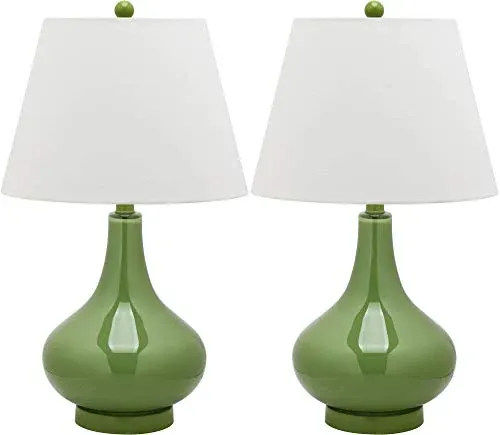 SAFAVIEH Amy Table Lamp Set of 2, 24" Modern Green