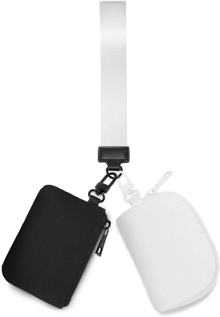 Dual Pouch Wristlet, Black & White