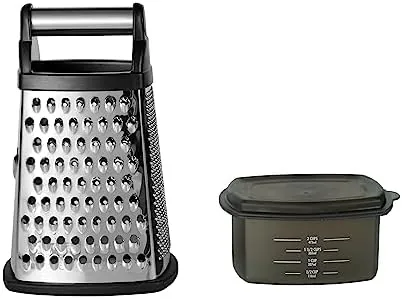 KitchenAid Gourmet Stainless Steel Box Grater w/ 3-Cup Storage Container (Black)