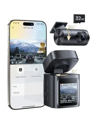 Baseus VD1 Pro Solar Dash Cam Front and Rear 4K+1080P