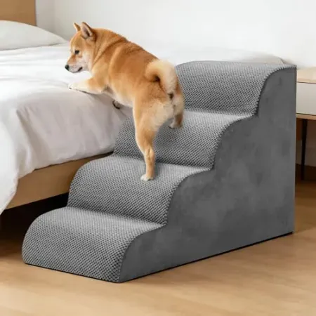 KMFurnila 4-Step 19"H Dog Stairs for Dogs and Cats