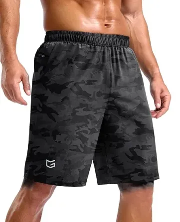 G Gradual Men's Workout Gym Shorts with 2 Zipper Pockets