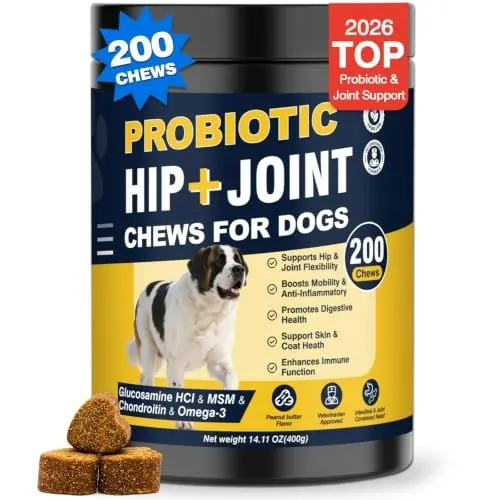 Dog Hip and Joint Supplement with Probiotics and Glucosamine