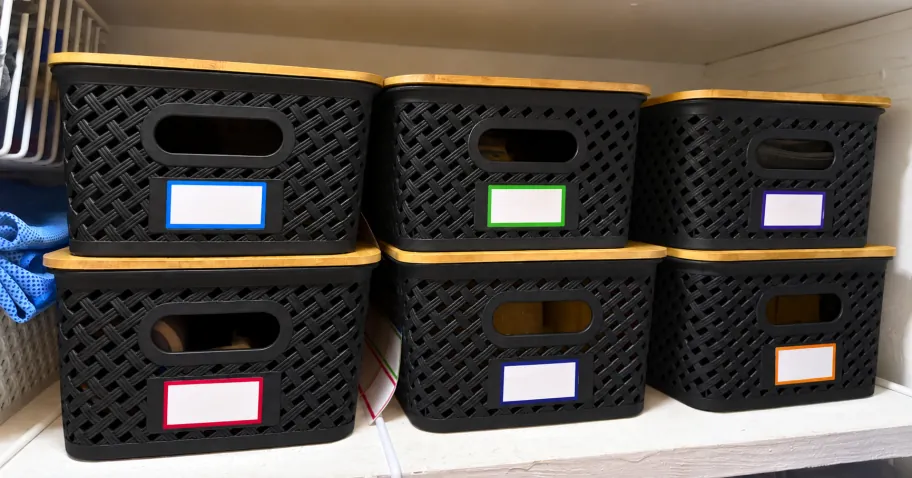 Plastic Storage Bins w/ Bamboo Lids 8-Pack