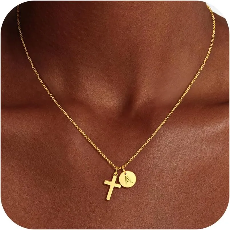 Fezodo Cross Initial Necklace