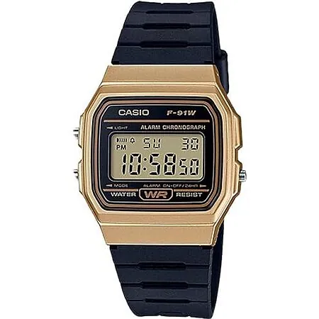 35.2 mm Casio F-91W Series Men's Digital Watch (Gold)