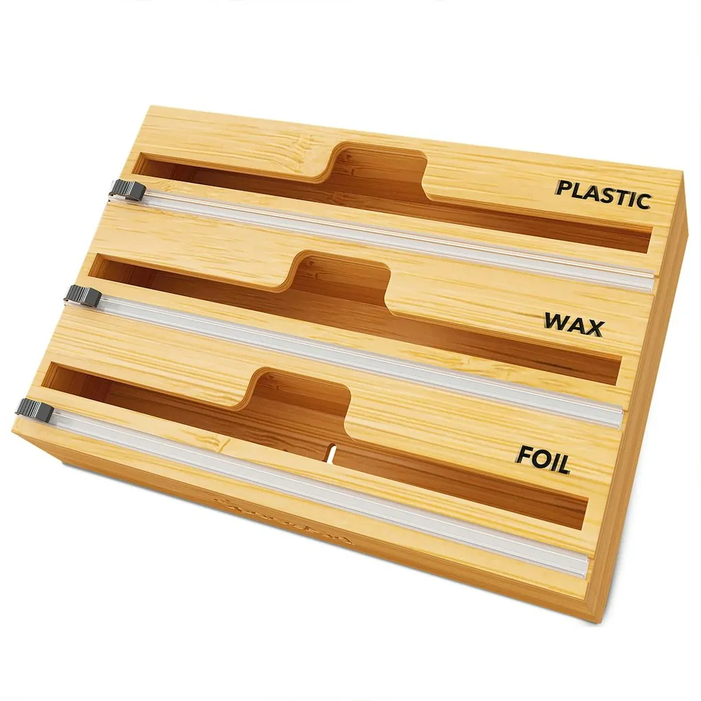SpaceAid WrapNeat 3-in-1 Wrap Organizer w/ Cutter & Labels for 12" Rolls