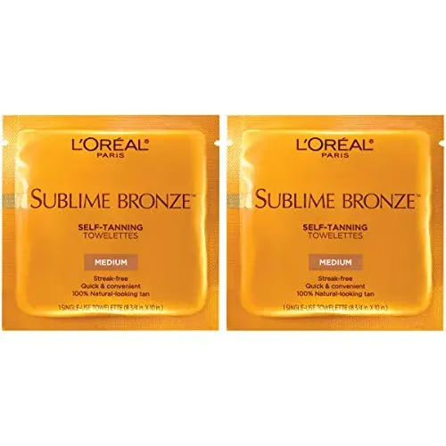 L'Oreal Paris Sublime Bronze Self Tanning Towelettes, 2-Pack 6-Count