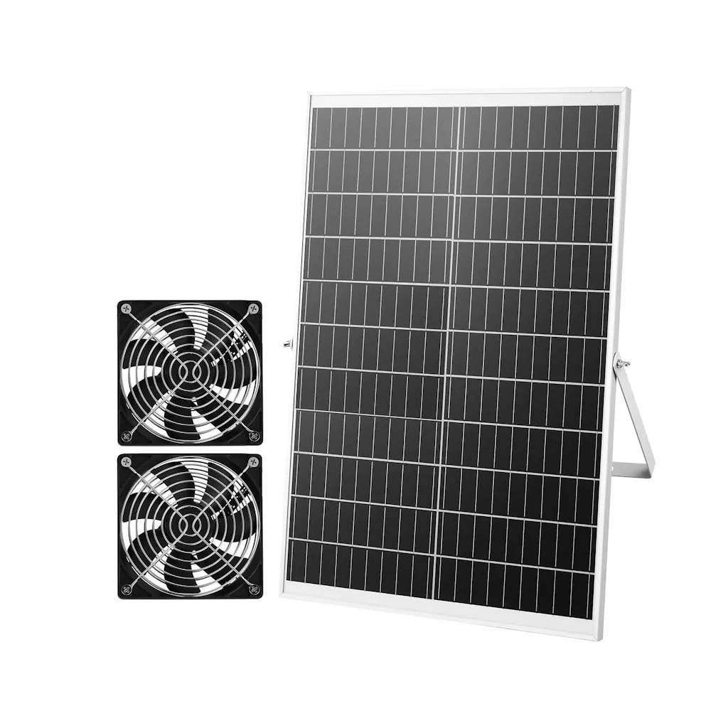 Vevor 30W Solar Powered Dual Fan w/ Adjustable Solar Panel