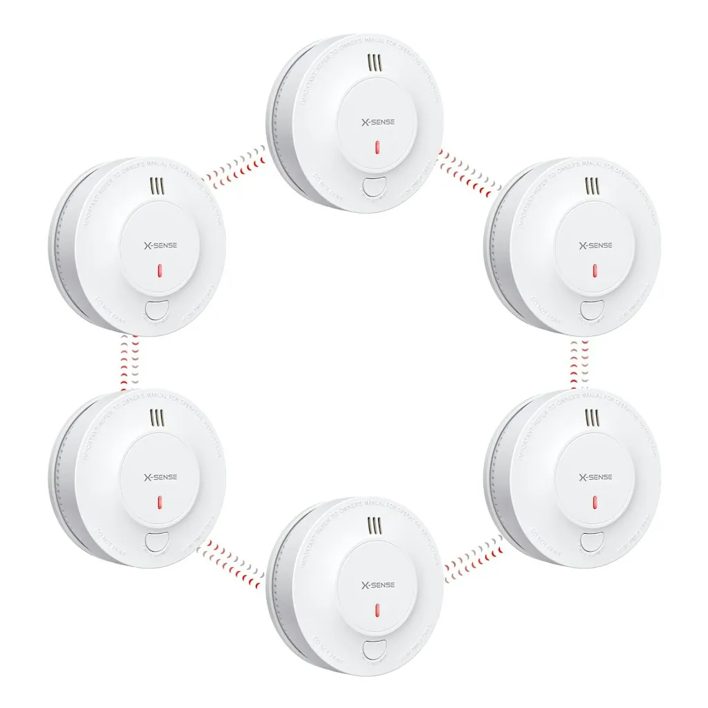 X-Sense Wireless Interconnected Smoke Detector Fire Alarm 6-Pack