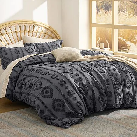 3-Pc Bedsure Boho Tufted Comforter Set (4 Colors)