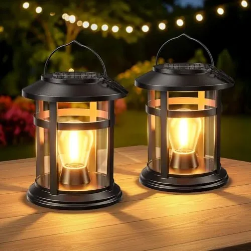 Bonlion Hanging Solar Lantern Outdoor Lights 2-Pack