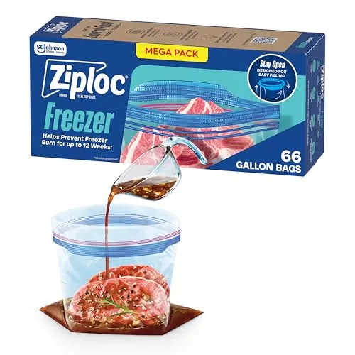 Ziploc Gallon Stand-Up Bottom Freezer Bags 66-Count
