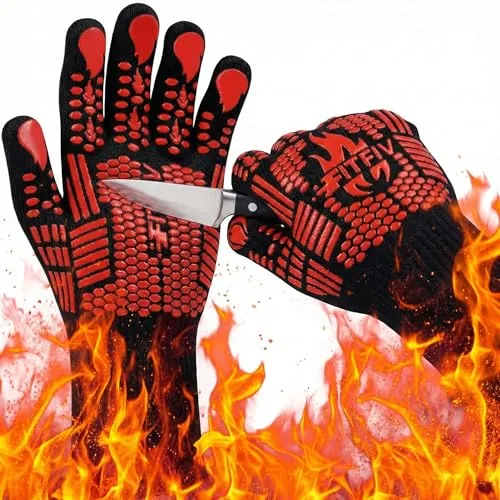 FITFIV BBQ Gloves 1472°F Heat Resistant with Silicone Grip