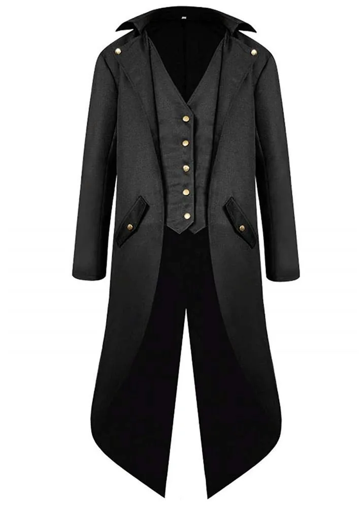 Inmeilifus Men's Steampunk Tailcoat Frock Coat