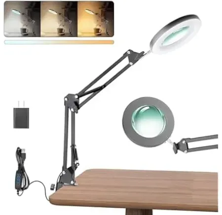 UBeesize 10x Magnifying Glass with Light and Stand