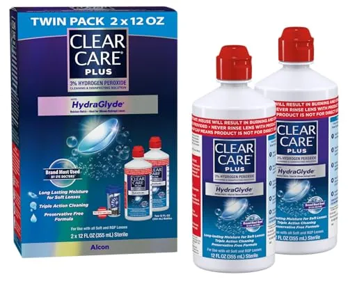 CLEAR CARE PLUS Cleaning & Disinfecting Contact Lens Solution 12 Oz 2-Pack