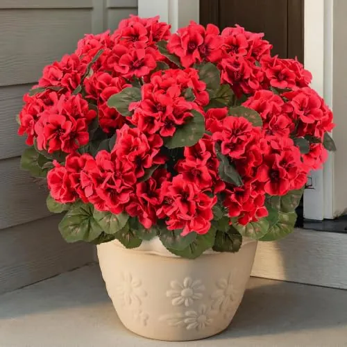 PABREY Artificial Geraniums Flowers 6 Pcs