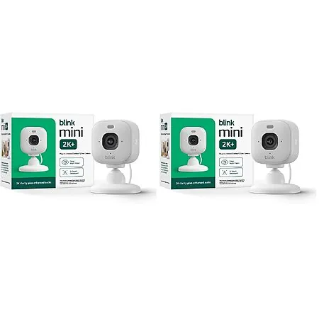2-Pk. Blink Mini 2K+ Compact Plug-In 2K Security Cameras w/ Color Night Vision
