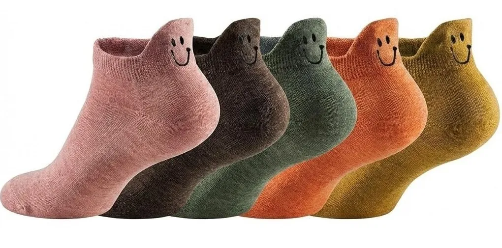 Women's Smiley Face Ankle Socks 5-Pack