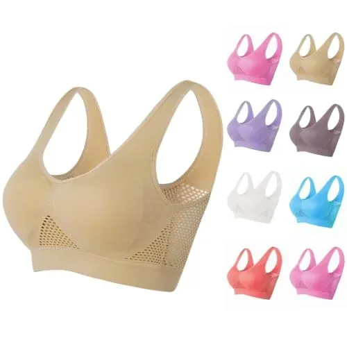 Yoga Mesh Sports Bra Wireless Seamless Support