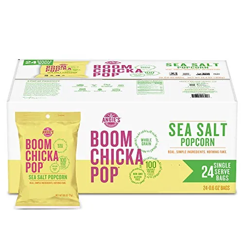 Angie’s BOOMCHICKAPOP Sea Salt Popcorn 0.6oz Bags 24-Count